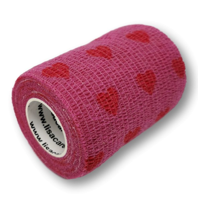 LisaCare - selbsthaftende Bandage - Pflaster 7,5 cm Herzen rosa